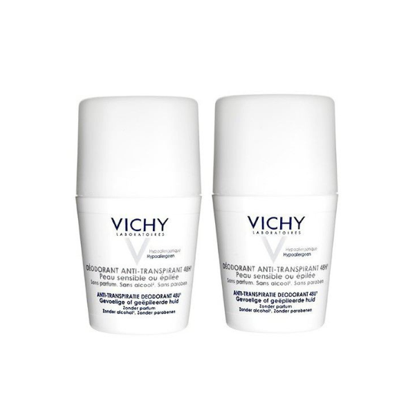 Vichy Anti-Transpirant Deodorant 48H Roll-On Sensitive Or Depilated Skin – Lot Of 2 × 50 ml