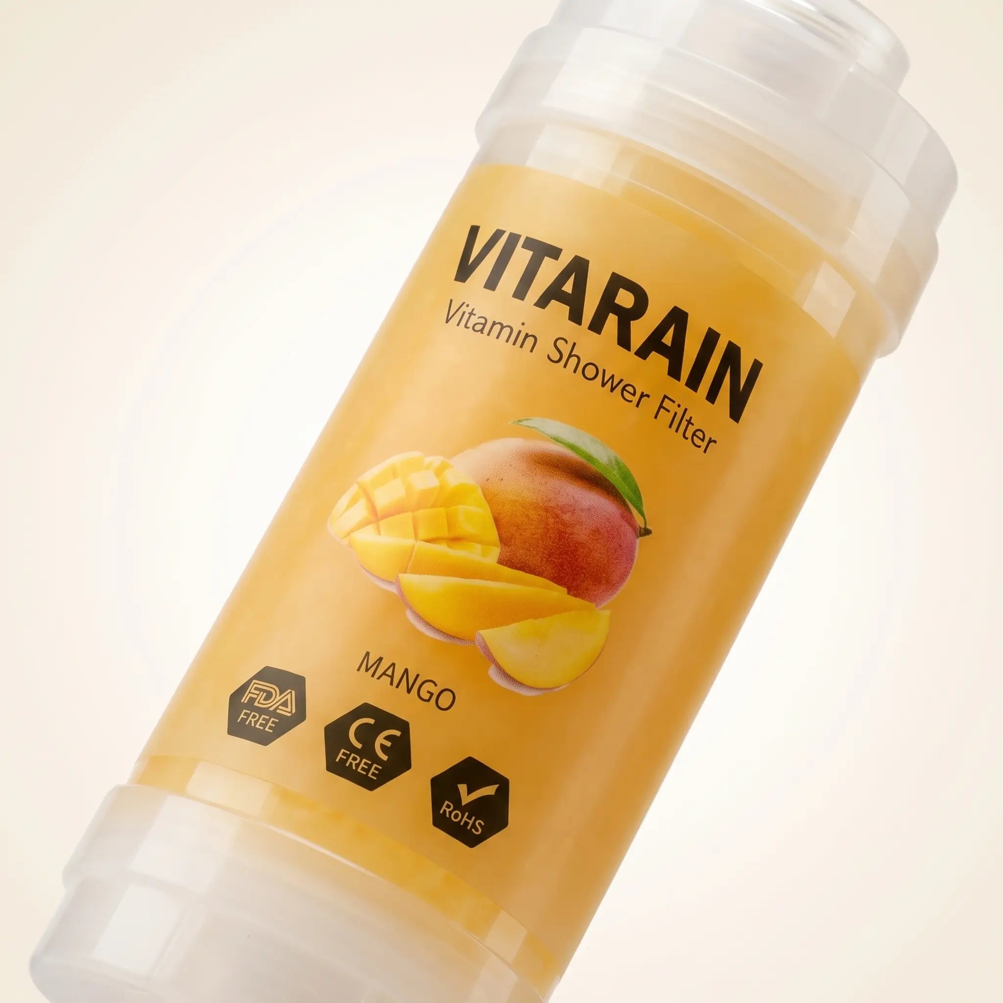 VITARAIN Korean Vitamin C Shower Filter in Mango scent for reducing chlorine and improving shower water, فلتر الشور الكوري بفيتامين C من فيتارين برائحة المانجو لتقليل الكلور وتحسين ماء الشور