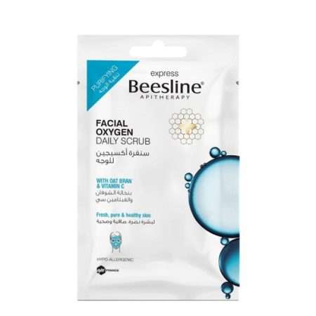 Beesline Facial Oxygen Daily Scrub packaging on a white background