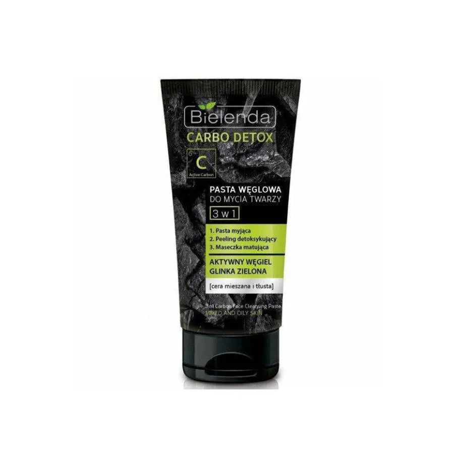Bielenda Carbo Detox 3-in-1 Carbon Face Cleansing Paste for Mixed/Oily Skin 150 g
