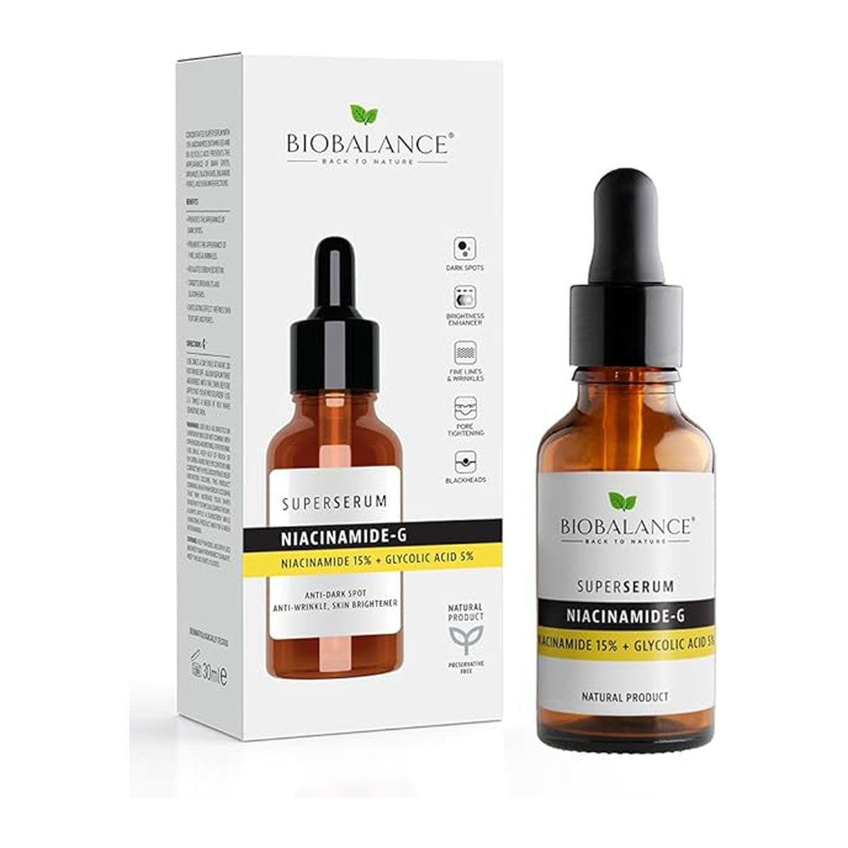 بيو بالانس سوبر سيروم نياسيناميد 15% + حمض الجليكوليك 5% | Skin Care / Serums بيو بالانس سوبر سيروم نياسيناميد 15% + حمض الجليكوليك 5% | Skin Care / Serums