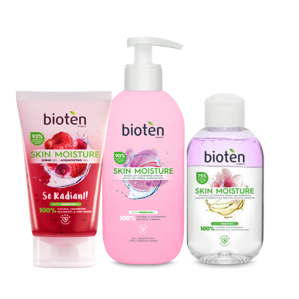 Bioten Skin Moisture Cleansing Gel-Cream + Red Berries Scrub + Eye Makeup Remover Offer