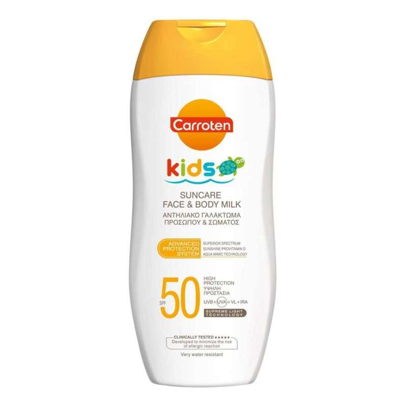 Carroten Kids Suncare Face and Body Milk 200ml | Sophie's Derma / Sun Care / Face Sun Protection Carroten Kids Suncare Face and Body Milk 200ml | Sophie's Derma / Sun Care / Face Sun Protection