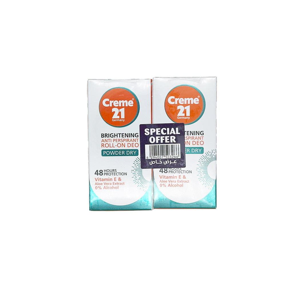 Crème 21 Powder Dry Deodorant Roll On -
50ml - Pack of 2