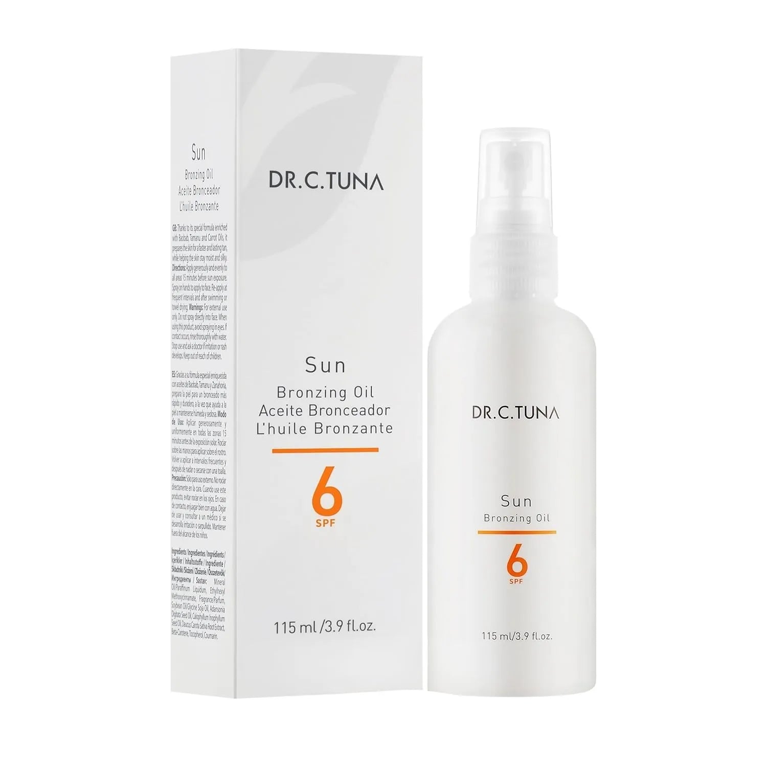 Dr. C. Tuna Sun Bronzing Oil packaging on a white background