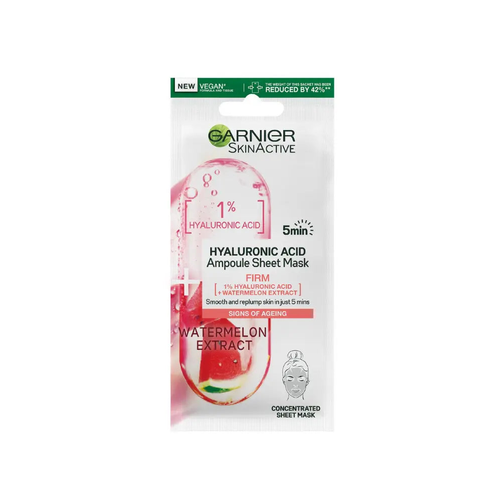 Garnier Skin active Tissue Mask Ampoule 1% Hyaluronic Acid Watermelon