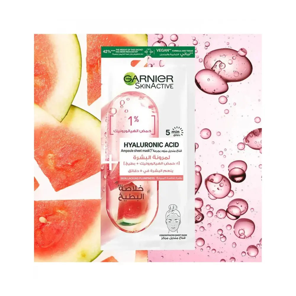 Garnier Skin active Tissue Mask Ampoule 1% Hyaluronic Acid Watermelon