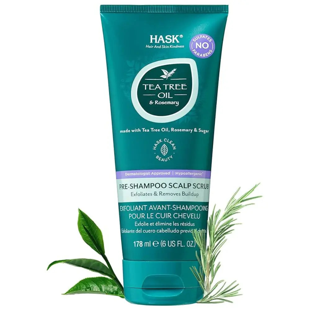 Hask Tea Tree Oil & Rosemary Pre-Shampoo Scalp Scrub for All Hair Types 178ml