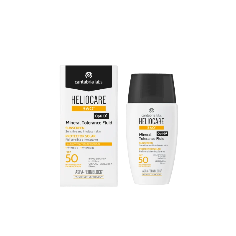 Heliocare 360 Mineral Tolerance Fluid  Opti D+ SPF 50 Sunblock 50ml
