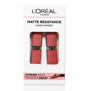 L'Oréal Paris Matte Resistance Liquid Lipstick Nude Shades Twin Pack