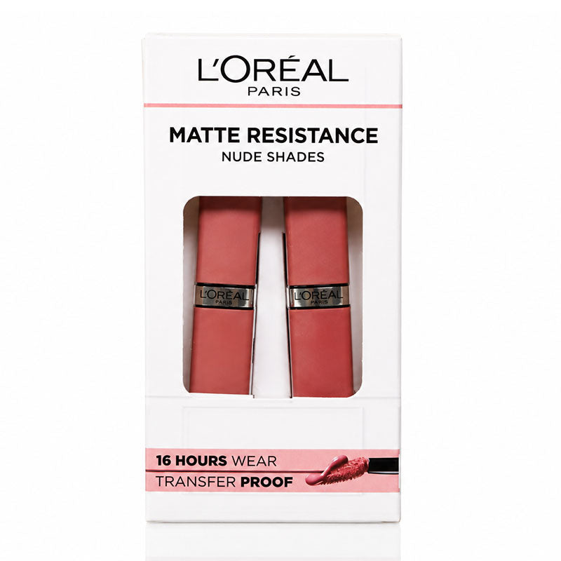 L'Oréal Paris Matte Resistance Liquid Lipstick Nude Shades Twin Pack