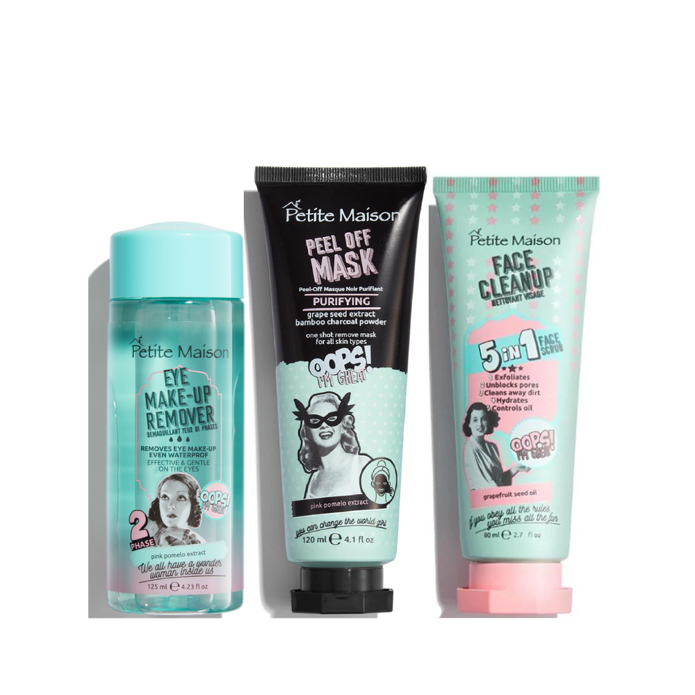 Petite Maison Eye Makeup Remover + Peel Off Mask + 5 IN 1 Face Cleanser offer