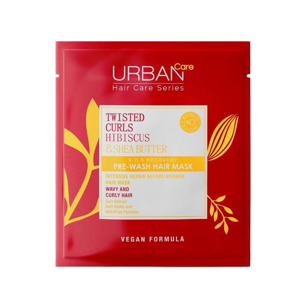 URBAN CARE Twisted curls Hibiscus & shea butter pre wash Hair Mask 50ml